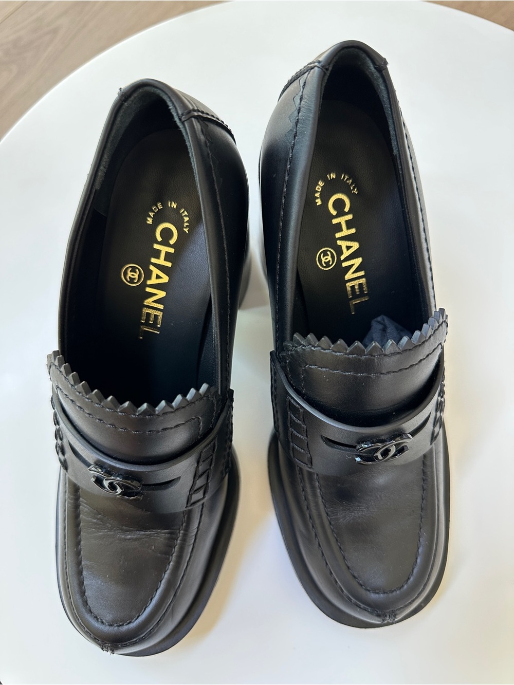 Chanel Black Leather Loafers - Picture 3 of 15